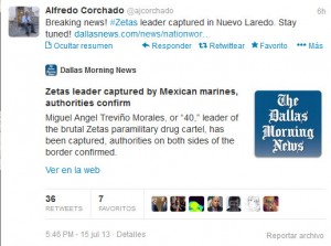 Tweet que da a conocer la nota de @ajcorchado