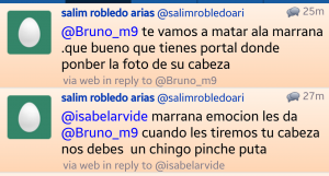 Amenaza a la periodista Isabel Arvide vía Twitter. Foto: Especial